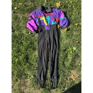 Vintage Tyrolia Ski Suit One Piece Snowsuit Retro Snow Bib Festival Size 8